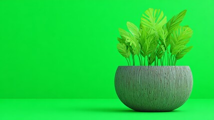 A thriving green plant represents financial growth and environmentally aware business practices, embodying sustainable corporate development in a plant pot