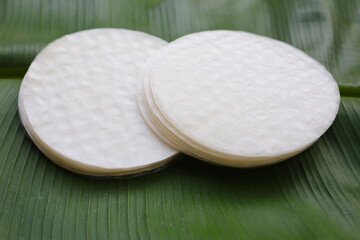 Stacked round sheets of Vietnamese rice paper