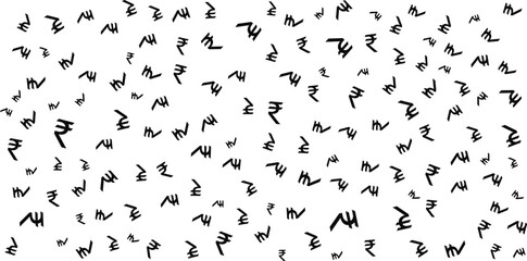 Rupee Symbols Pattern on White Background.