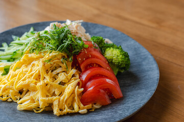 Chilled Japanese Hiyashi Chuka Noodles with Colorful Toppings / 彩り豊かな冷やし中華
