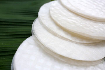 Stacked round sheets of Vietnamese rice paper