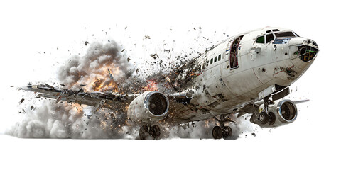 Airplane crash explosion, disaster, accident.