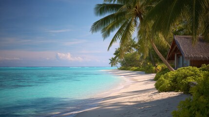 Serene Tropical Island Hotel with Palm Fringed Beachfront View