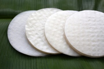 Stacked round sheets of Vietnamese rice paper