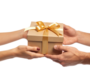 Siblings hand holding gift box isolated on white, Rakhi Celebration, rakshabandhan