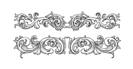 Hand drawn realistic ornamental border