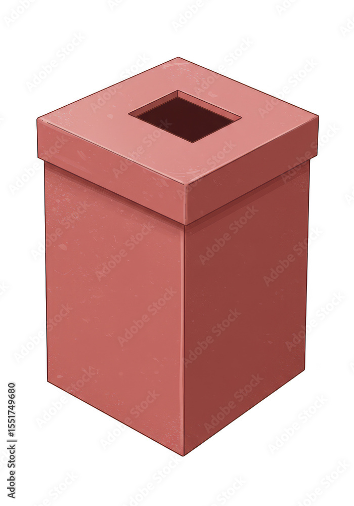 Poster illustration red isometric box shape 3d rendering on transparent