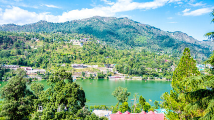 Bhimtal Lake, a picturesque lake located in the Nainital district of Uttarakhand, India