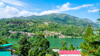 Bhimtal Lake, a picturesque lake located in the Nainital district of Uttarakhand, India