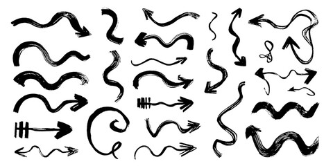 Vector hand brush stroke texture doodle elements arrow