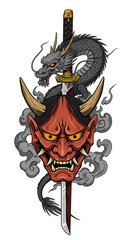 halloween skull with a sword