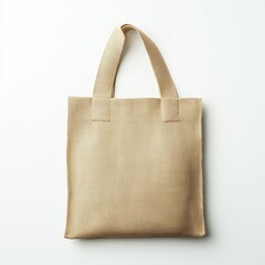 Blank light beige tote bag with fabric handles displayed on a clean white background ideal for customization and daily use shopping activities