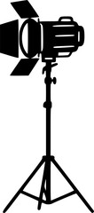 Silhouette of a Studio Light with Three Legged Stand on White Background vector illustration	

