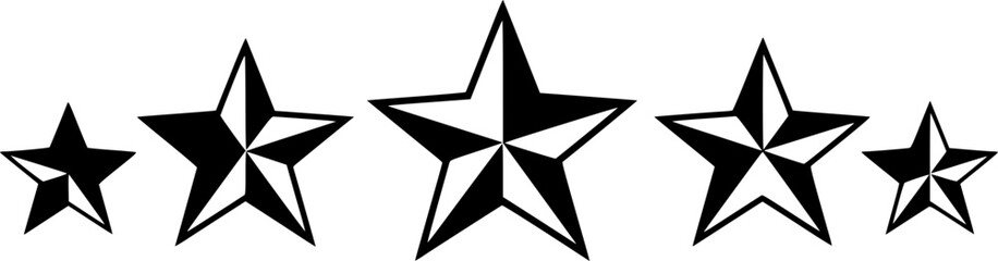Fototapeta premium Three four pointed stars with a sleek and modern black and white design vector illustration 