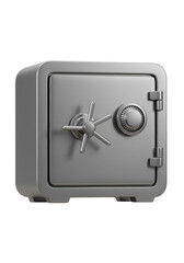 Isolated 3D Rendering of Metal Safe Box for Money and Security