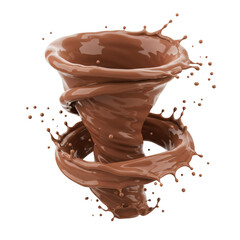 Isolated Background Of Sweet Chocolate Swirl Splash Whirlpool Liquid