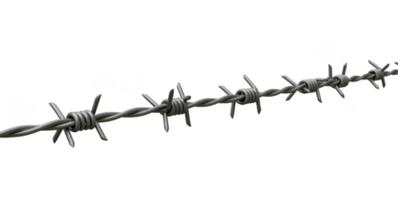 Isolated Barbed Wire Sharp Metallic Fence Protection Transparent Background