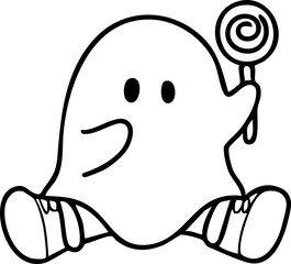Cartoon, element, ghost in a cloak, autumn, Halloween, illustration, cute picture, hand-painted