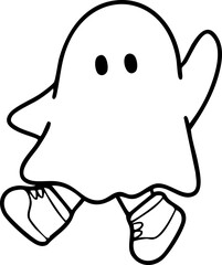 Obraz premium Cartoon, element, ghost in a cloak, autumn, Halloween, illustration, cute picture, hand-painted