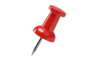 Isolated 3D Rendering of a Red Thumbtack on Transparent Background