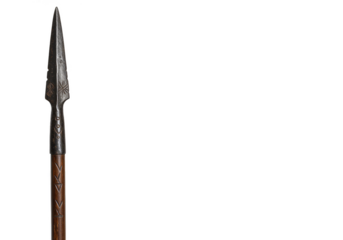 Isolated Antique Spear Weapon Sharp Metallic Pointed Spearhead Bronze