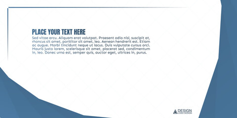 Blank White Paper Sheet with Copy Space for Text or Design Elements. Segitiga biru bersudut di sudut bingkai teks