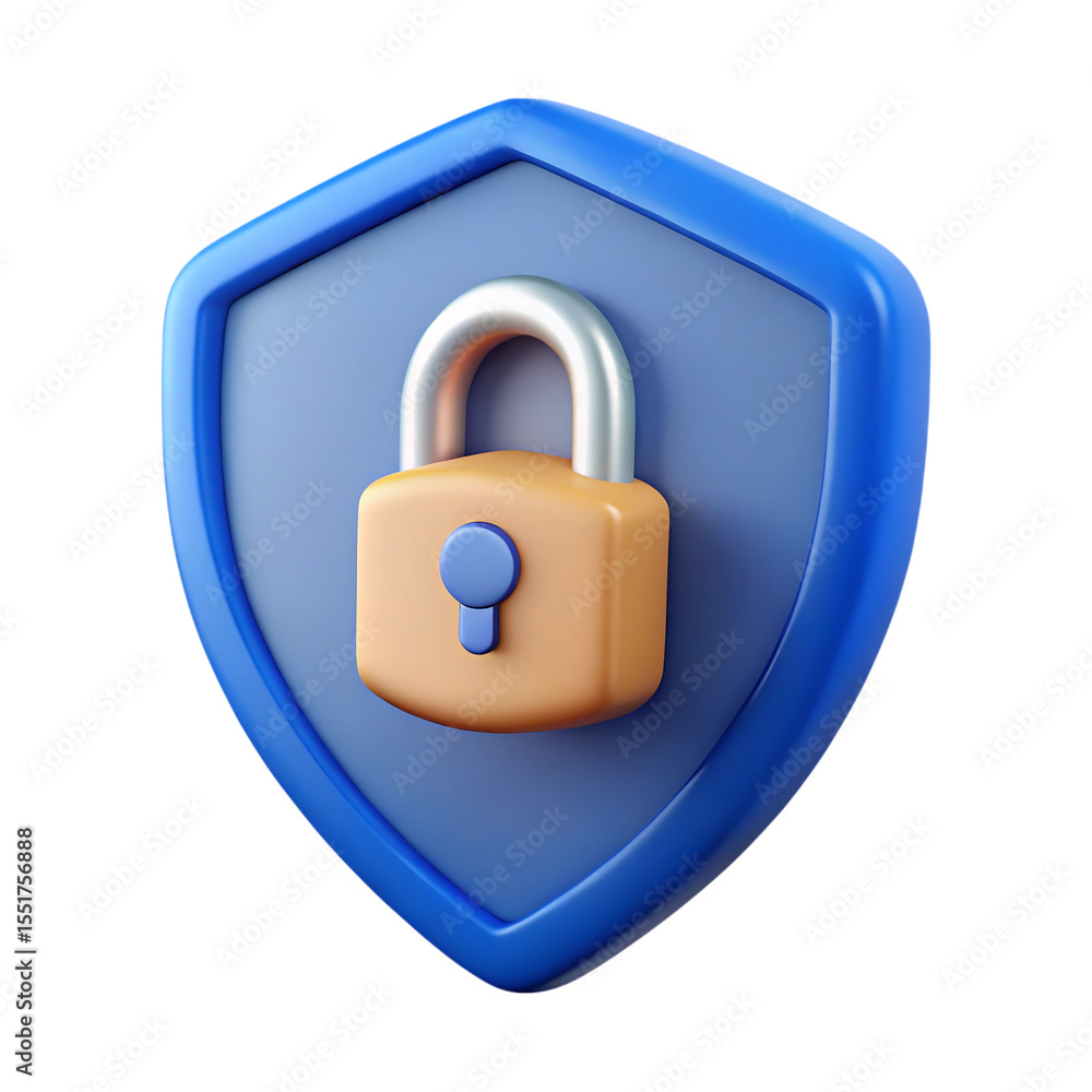 Poster secure data protection concept with shield and padlock represents internet security and privacy