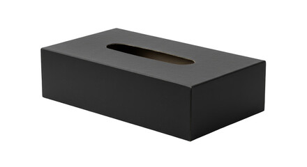 Fototapeta premium Isolated Black Tissue Box Holder Empty Rectangle Paper Container PNG
