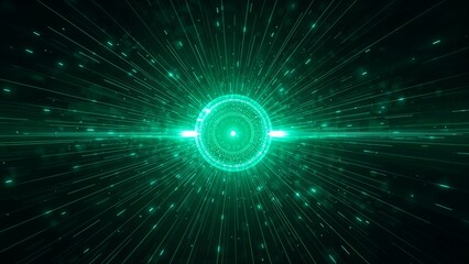 Obraz premium Futuristic concept art of clean fusion energy, radiant fusion core, green and blue glowing light