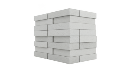 Isolated 3D Rendering of Stacked White Bricks for Architectural Construction