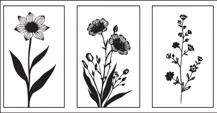 Set of vector floral elements, Set of hand drawn illustrations of birdsm, vintage, drawing, vector, sketch, illustration, landscape, house, tree, frame, design, old, set, pattern, architecture, flower
