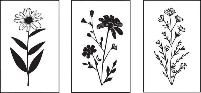 Set of vector floral elements, Set of hand drawn illustrations of birdsm, vintage, drawing, vector, sketch, illustration, landscape, house, tree, frame, design, old, set, pattern, architecture, flower