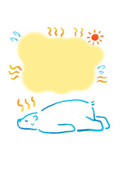 夏バテしてるシロクマと熱中症の吹き出し（文字なし）