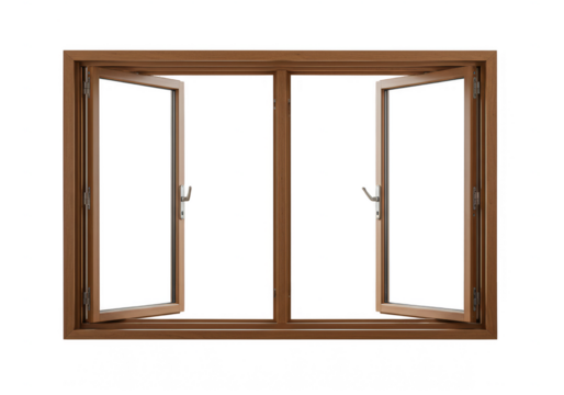 Isolated Background Wooden Frame Open Window Architecture Design