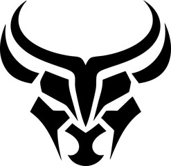 Angry bull face icon vector, great for aggressive branding themes or labels.

