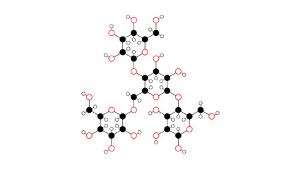 glycogen molecule, structural chemical formula, ball-and-stick model, isolated image metabolite