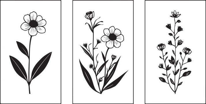 Set of vector floral elements, Set of hand drawn illustrations of birdsm, vintage, drawing, vector, sketch, illustration, landscape, house, tree, frame, design, old, set, pattern, architecture, flower