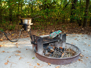 Outdoor campsite cooking