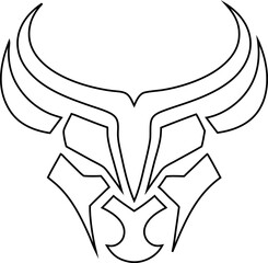 Outline bull face icon vector, great for aggressive branding themes or labels.
