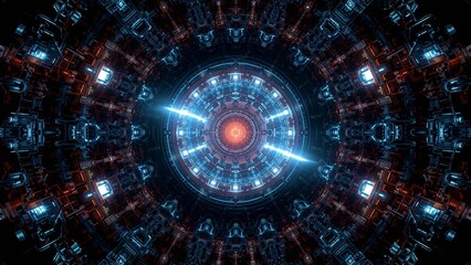 Obraz premium Ultra high-resolution digital illustration of the inside of a futuristic fusion reactor, glowing plasma contained by magnetic fields