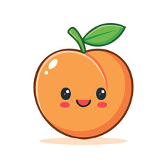 Vector of Cute Apricot with Bold Black Outline Happy Expression No Gradient Clean Style

