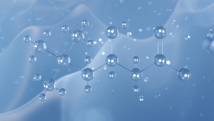 Carnitine molecular structure, 3d model molecule, metabolic enhancer structural chemical formula view from a microscope