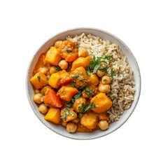 Aromatic Butternut Squash and Chickpea Curry with Brown Rice