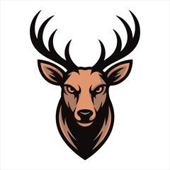 Deer Head Mascot Logo Vector Illustration,Wild Stag Head Vector Design for Branding,Aggressive Deer Logo in Vector Art Style,Modern Vector Deer Head with Antlers,Bold Deer Face Logo for Sports Team