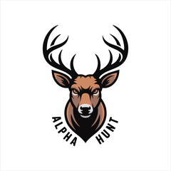 Deer Head Mascot Logo Vector Illustration,Wild Stag Head Vector Design for Branding,Aggressive Deer Logo in Vector Art Style,Modern Vector Deer Head with Antlers,Bold Deer Face Logo for Sports Team