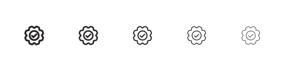 Checkmark with a gear icon simple illustration logo art © Horoskooppi