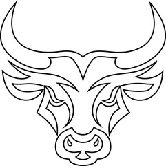 Outline bullhead logo line vector design, a strong and bold animal symbol for branding and sports identity.