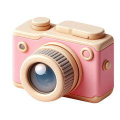 3d realistic pink camera isolated on white background. Generative AI