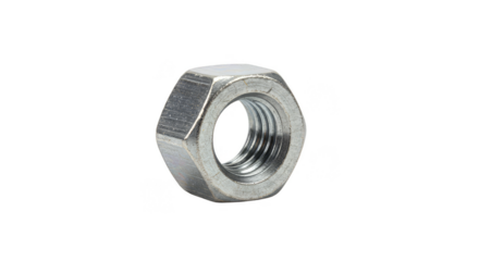 Isolated Close Up Silver Metal Nut Hardware On Transparent Background