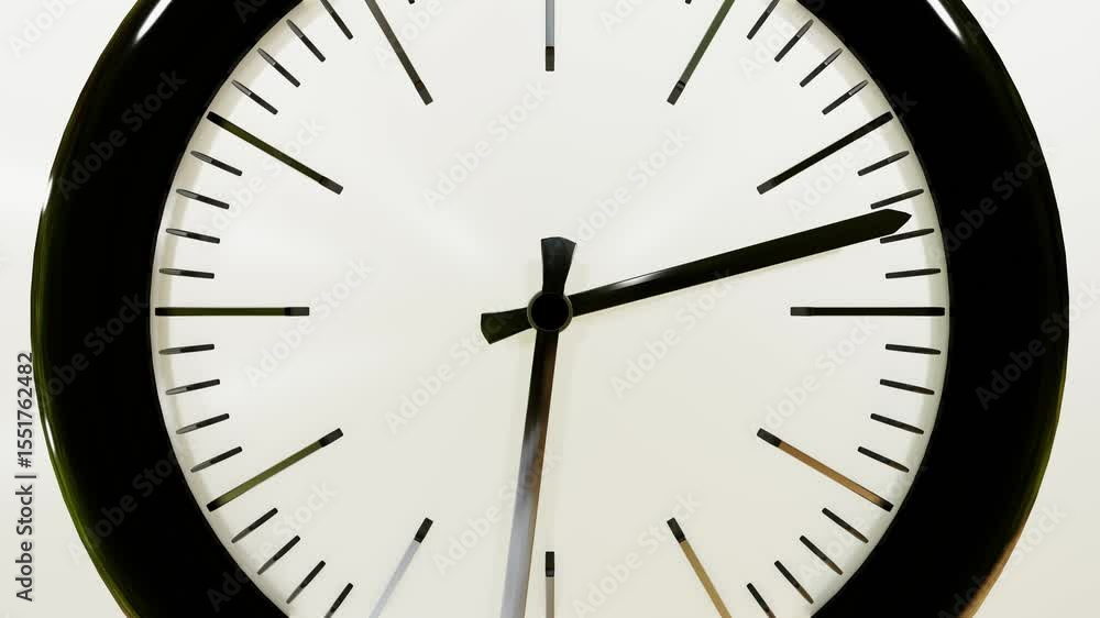 Poster black dial of mechanical watch with fast rotating hands on white background. time lapse. 3d render l